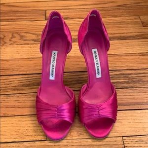Manolo Blahnik Hot Pink Satin D’Orsay Heel